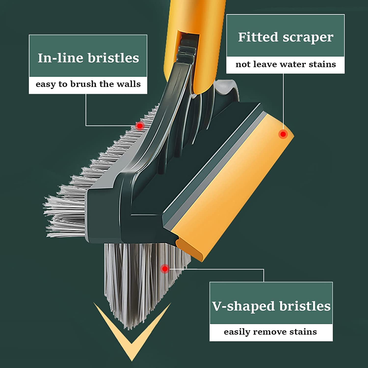 Antson Bathroom Cleaning Brush With Wiper, Tiles Cleaning Brush Bathroom Brush With Long Handle Tile Cleaner Brush, Floor Cleani